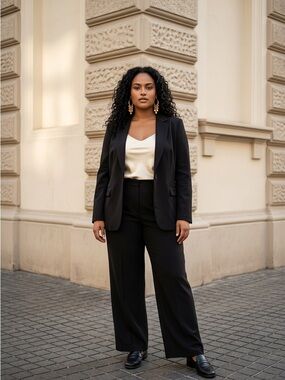 Black Wide-Leg Dress Pants — Polished High-Rise Fit